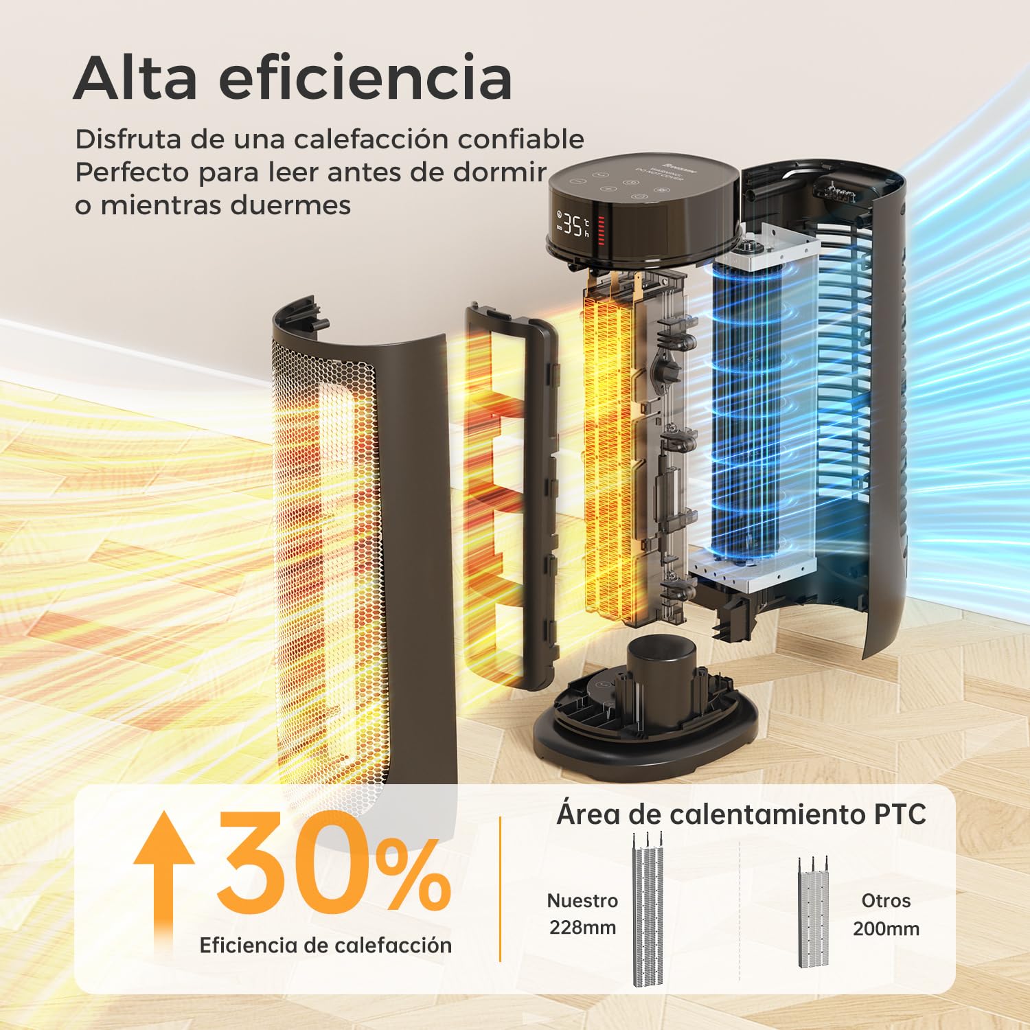 Aroeve Calefactor Bajo Consumo, Calefactor Electrico Cerámico PTC 2000W 4 Modos Incluye ECO, Oscilación 90°, Temporizador 24h con Control Remoto, Protección Contra Sobrecalentamiento y Vuelco, Hogar