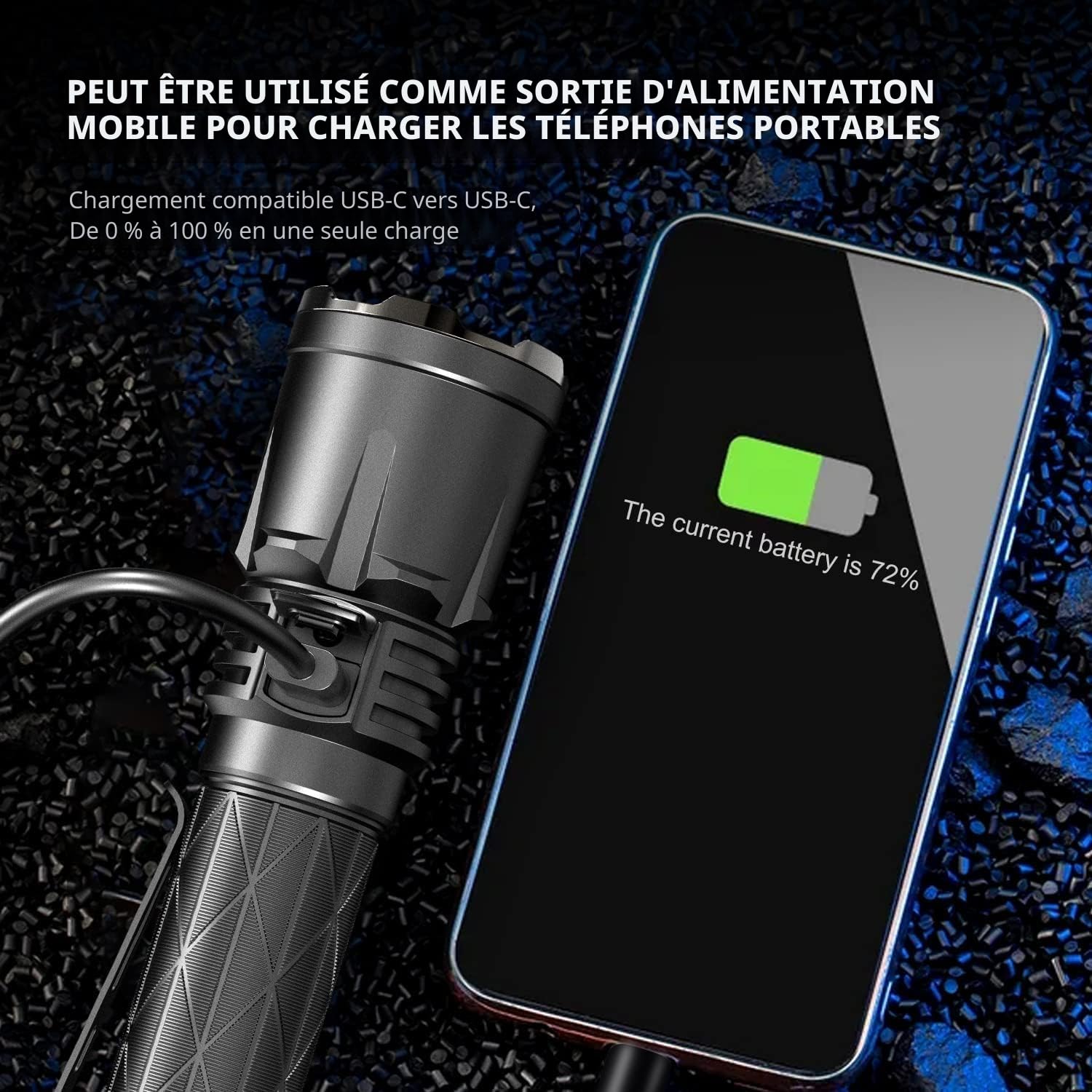 klarus XT21X Pro 4400 Lumens Lampe torche tactique LED super brillante, 336 mètres, USB USB Rechargeable lampe de poche