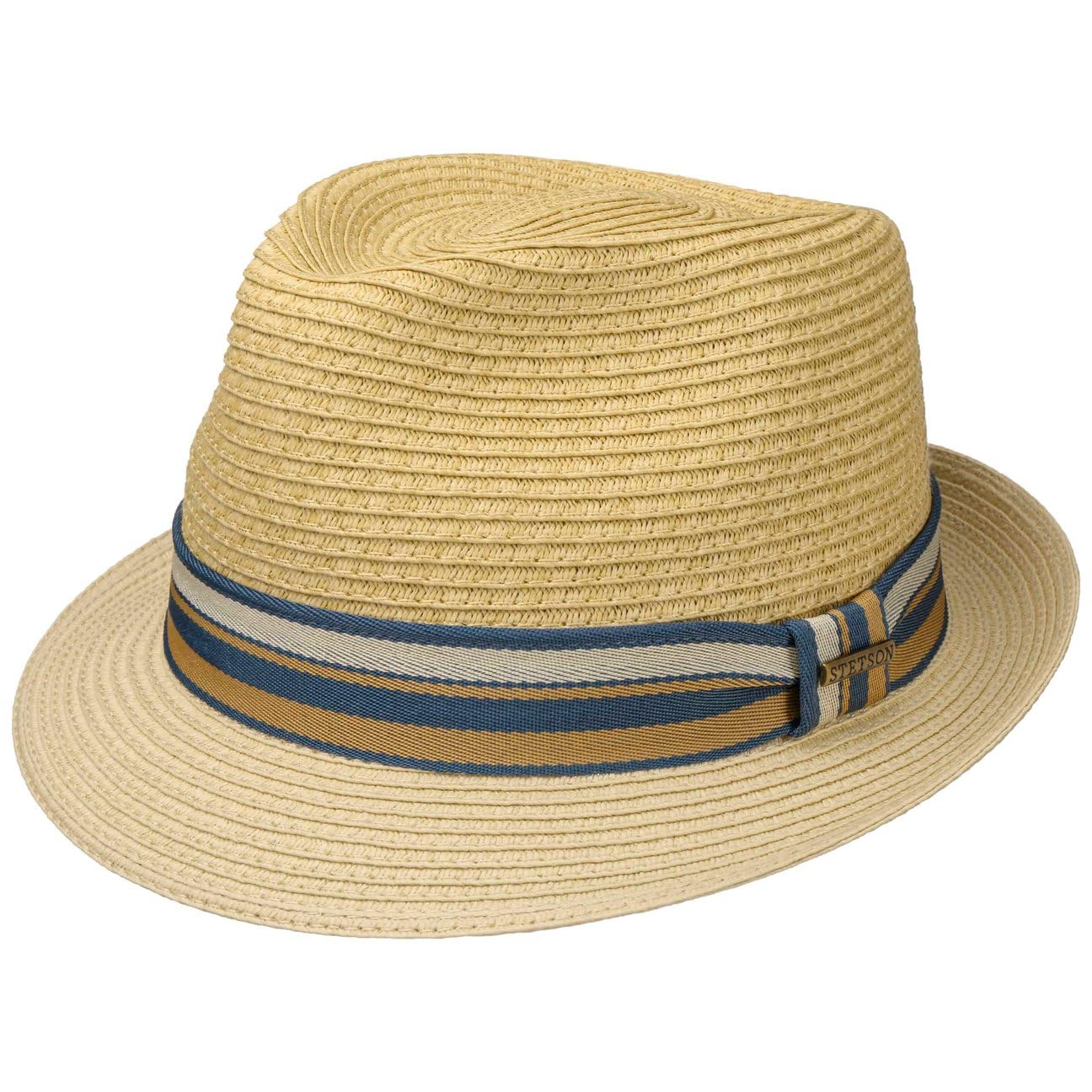 Stetson Licano Toyo Trilby Straw Hat Men UV Protection 40+ Two-Tone Brim Fedora Spring Summer Beige