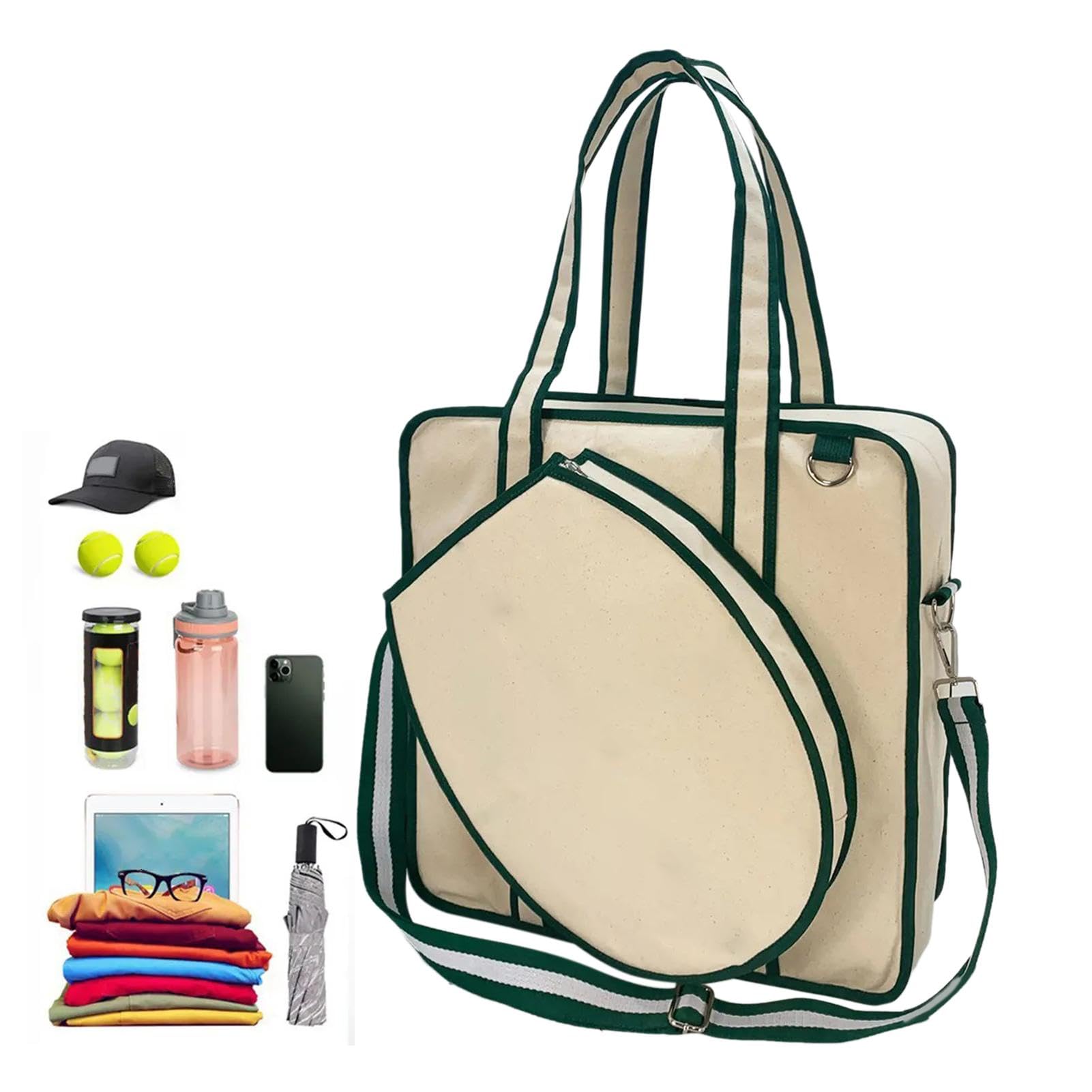 Borsa da tennis | Borsa per racchette da tennis | Borsa a tracolla | per racchette da tennis, borsa sportiva per racchette, grande borsa da tennis in tela con tracolla, borsa multiuso da tennis