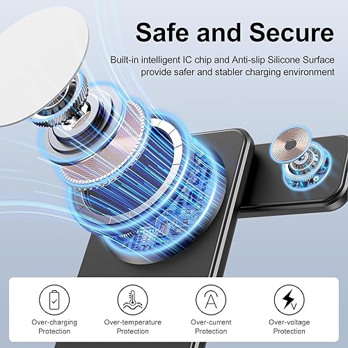 Miniatura 5 de Houflody Estación de carga inalámbrica magnética 3 en 1, cargador inalámbrico para Magsafe con adaptador PD de 20 W para iPhone 17 16 15 14 13