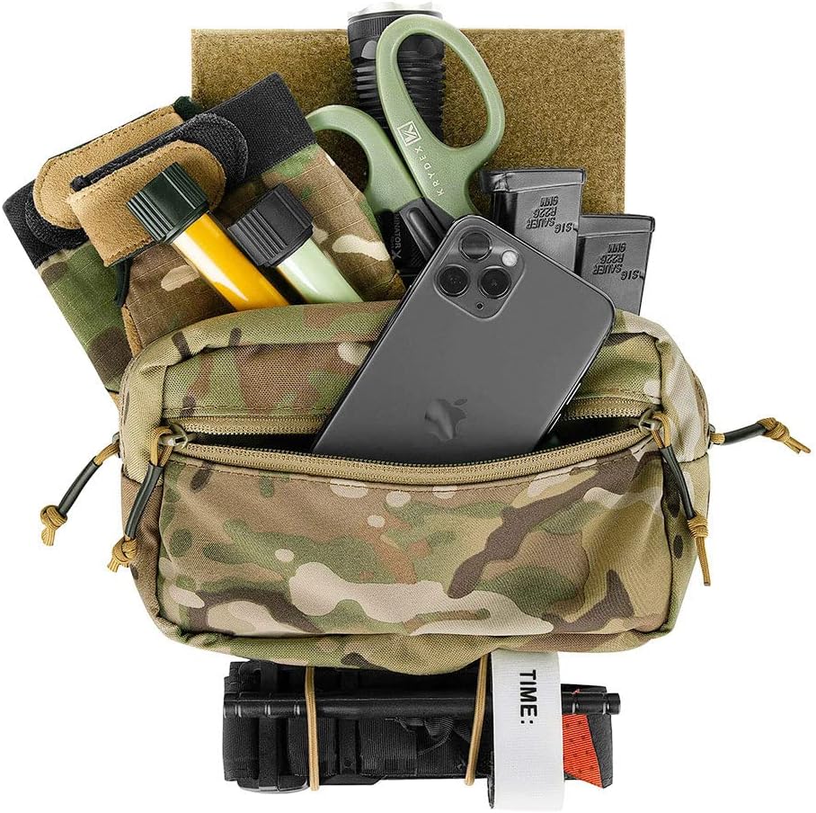 KRYDEX Tactical Drop Pouch Sub Abdominal Carrying Kit Bag Fanny Pack with Hook and Loop Panel for Tactical Vest Chest Rig (Camo) - Image 3