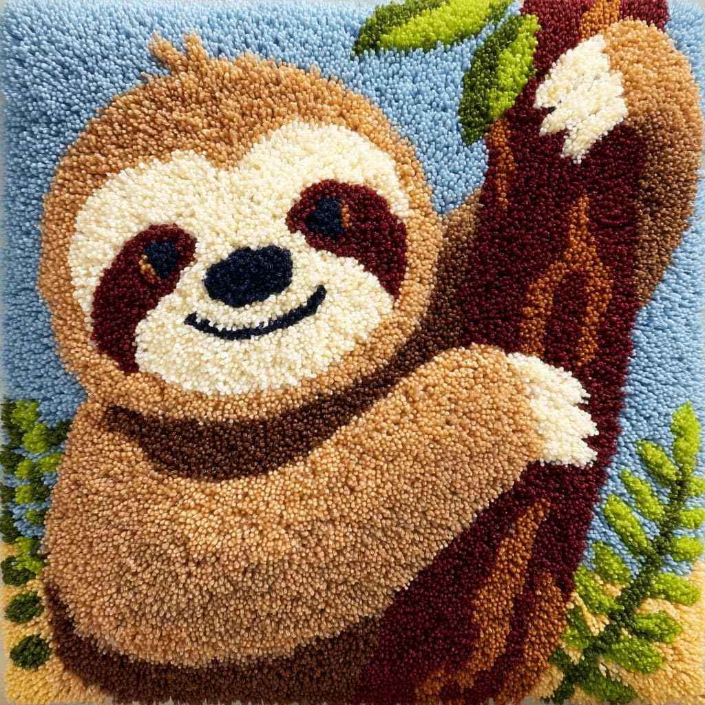 Wallustrioaw Latch Hook Cushions-G Latch Hook Cushion Kits For Adults,Animal Sloth