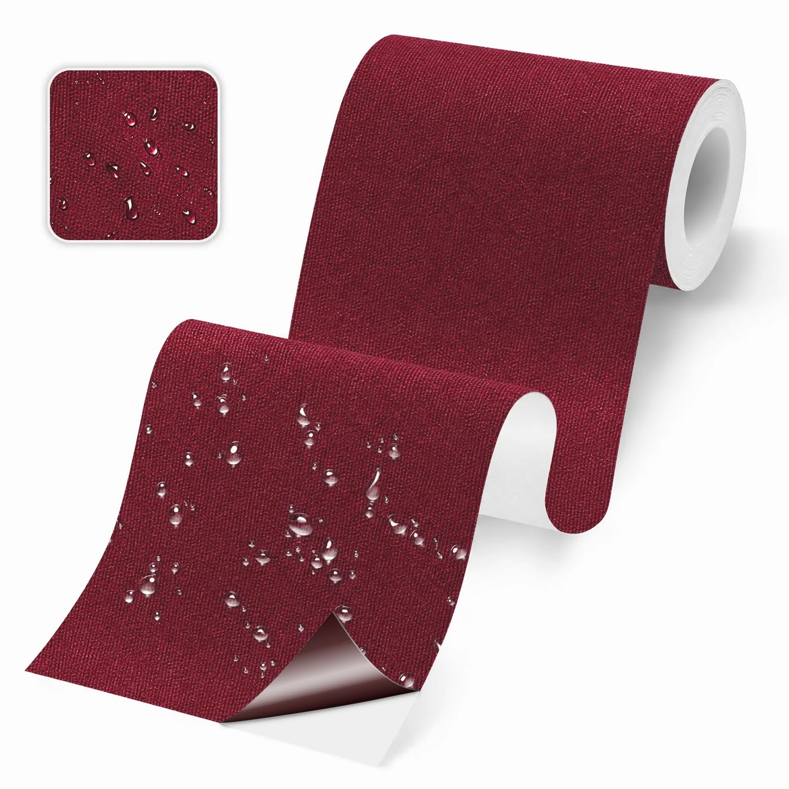 Skystuff Self-Adhesive Canvas Repair Tape, Heavy Duty Waterproof Fabric Repair Patches for Sofa, Chair, Awning, Tent, Clothes, Camping Outdoor Gear, Instant Strong Fix, 10x200cm, Wine Red