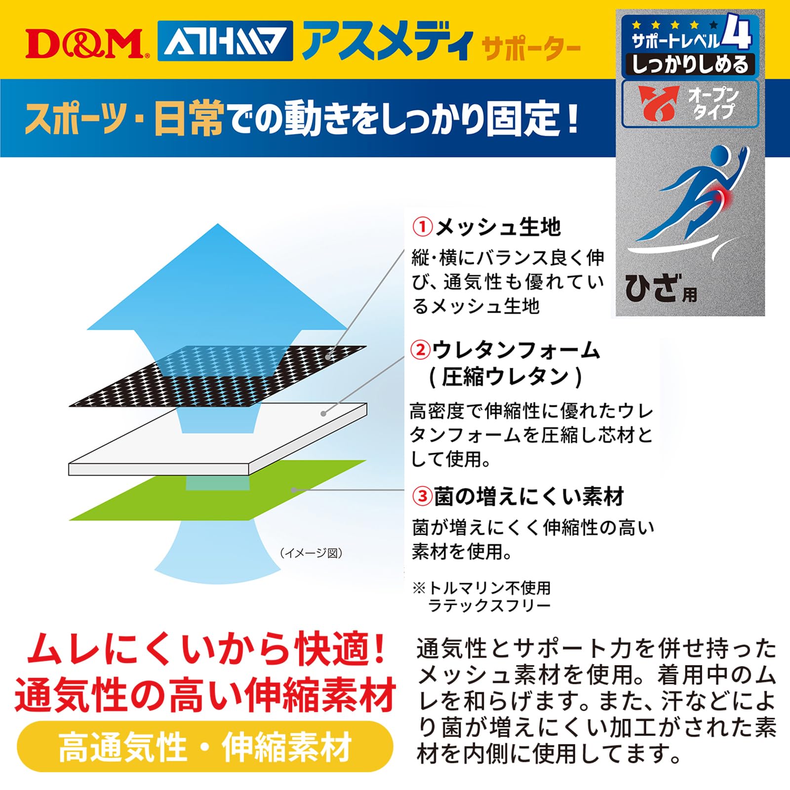 Amazon | D&M(ディーアンドエム) 膝サポーター 膝用 1個入 左右兼用