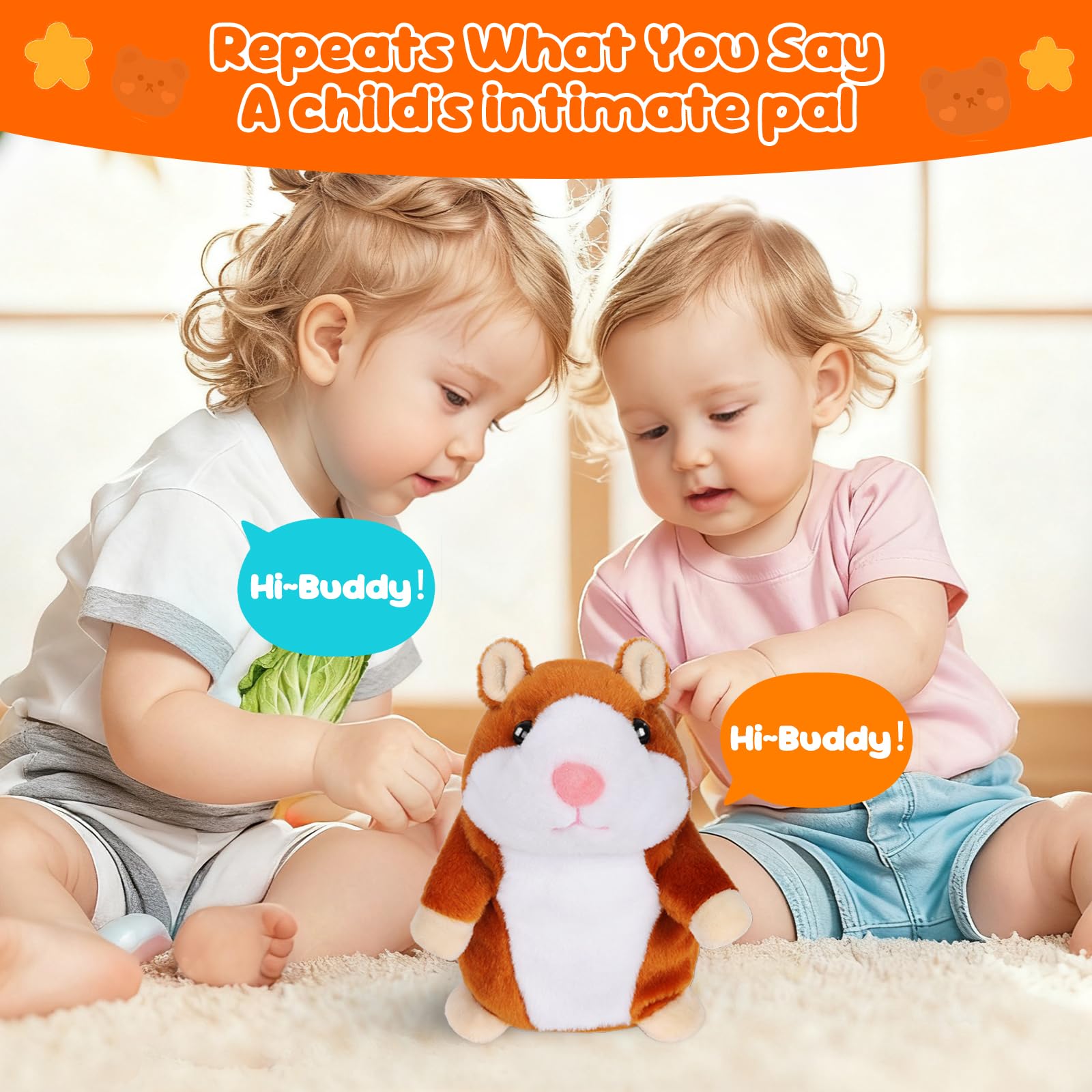 Toddler Toys Talking Hamster Repeats What You Say, Kids Interactive Stuffed Animal Plush Toys, Birthday Gift for 3-8 Year Old Girls Boys
