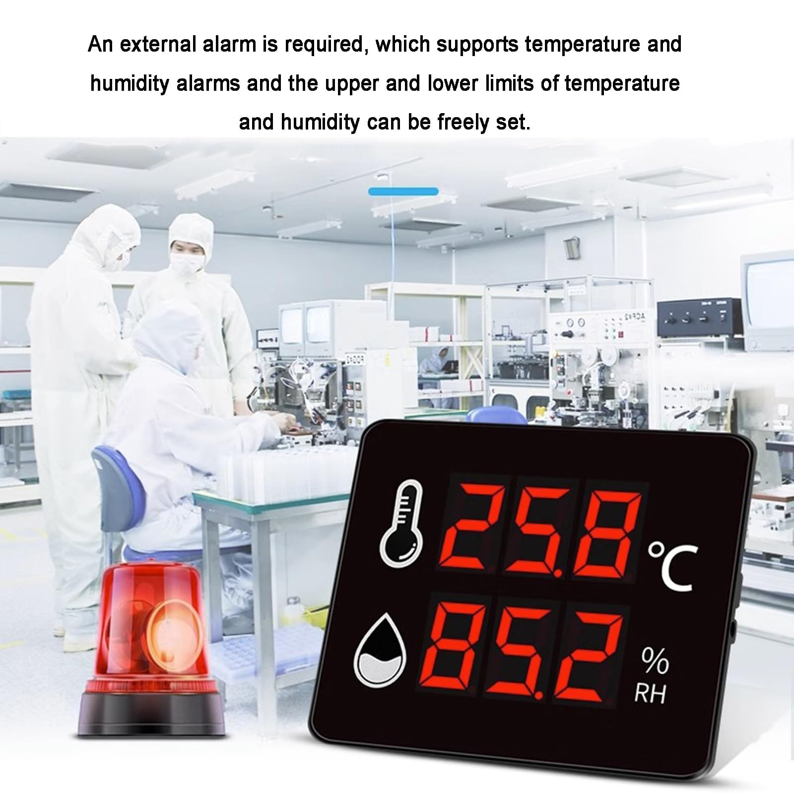 COYEUX Mini termómetro higrómetro, -40-100 ℃ 0-99% RH medidor Digital de Temperatura y Humedad, con Sensor de 3 m, Soporte, para Interior/Exterior, Industrial, Invernadero