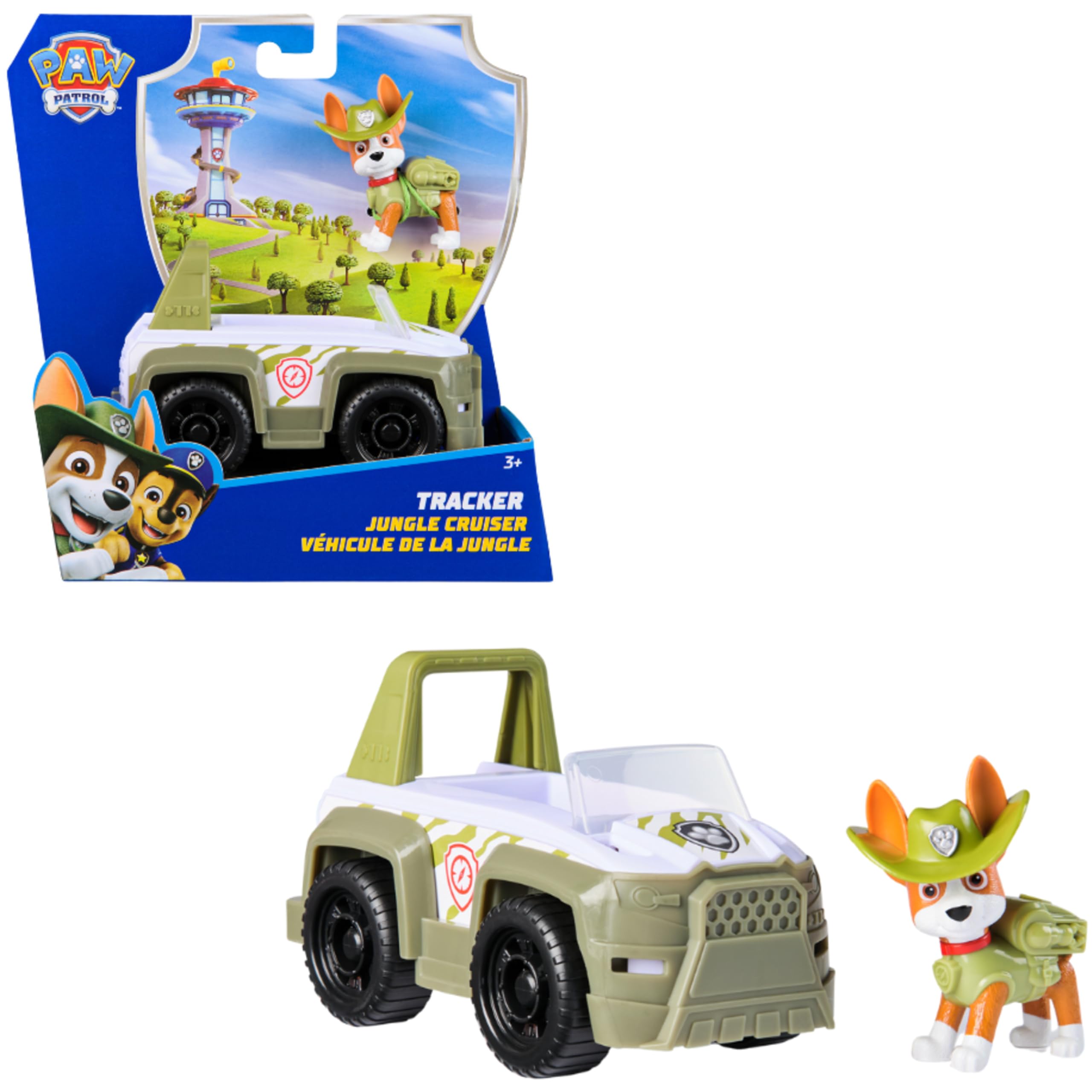 Paw Patrol, Veicolo Jungle Cruiser di Tracker 2025, Veicolo e Personaggio Tracker, Giochi per bambini e bambine dai 3 anni in su