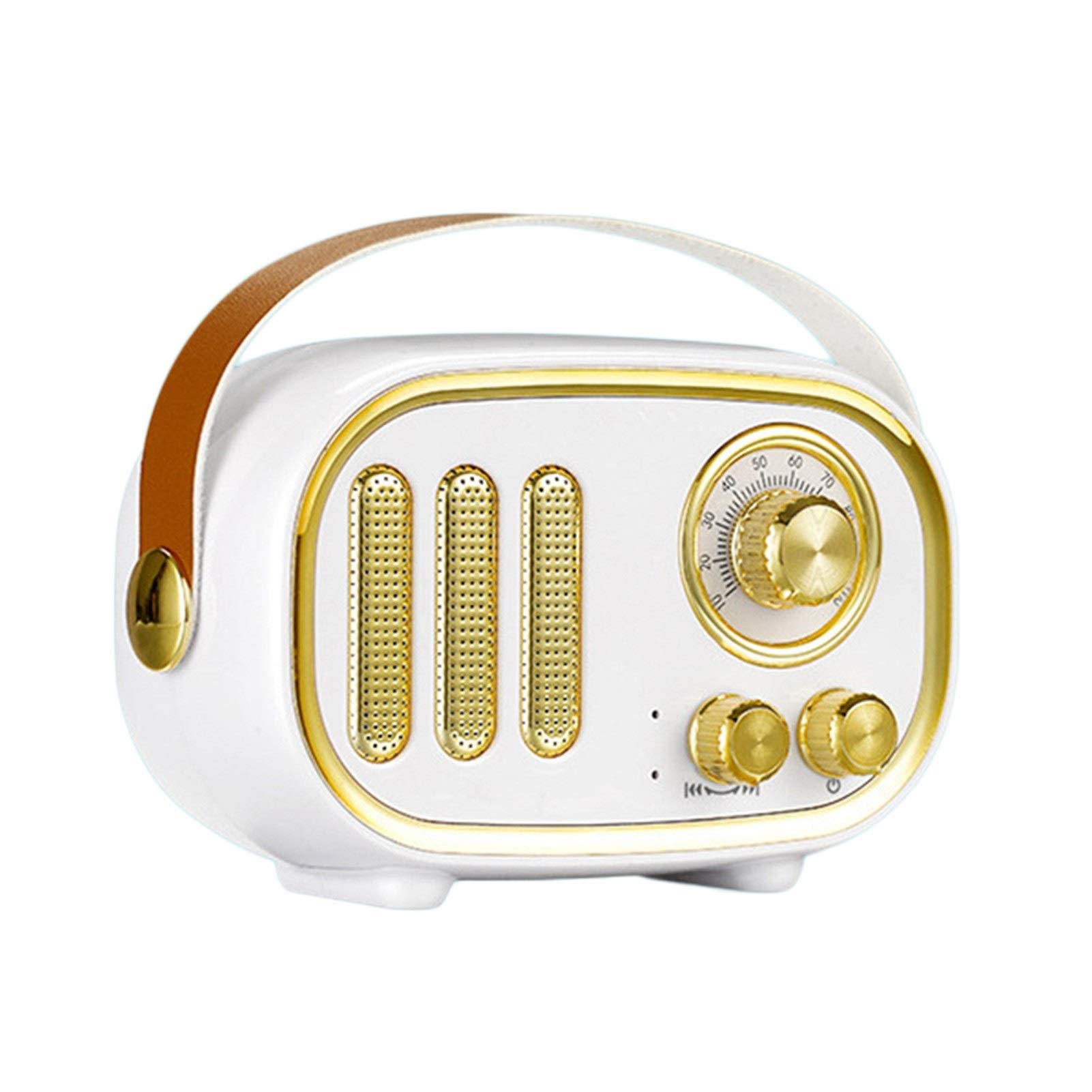 Nouveau sans Fil Rétro Haut-Parleur F01 Bluetooth Haut-Parleur Portable Vintage Radio FM de Soutien Carte TF(Blanco)