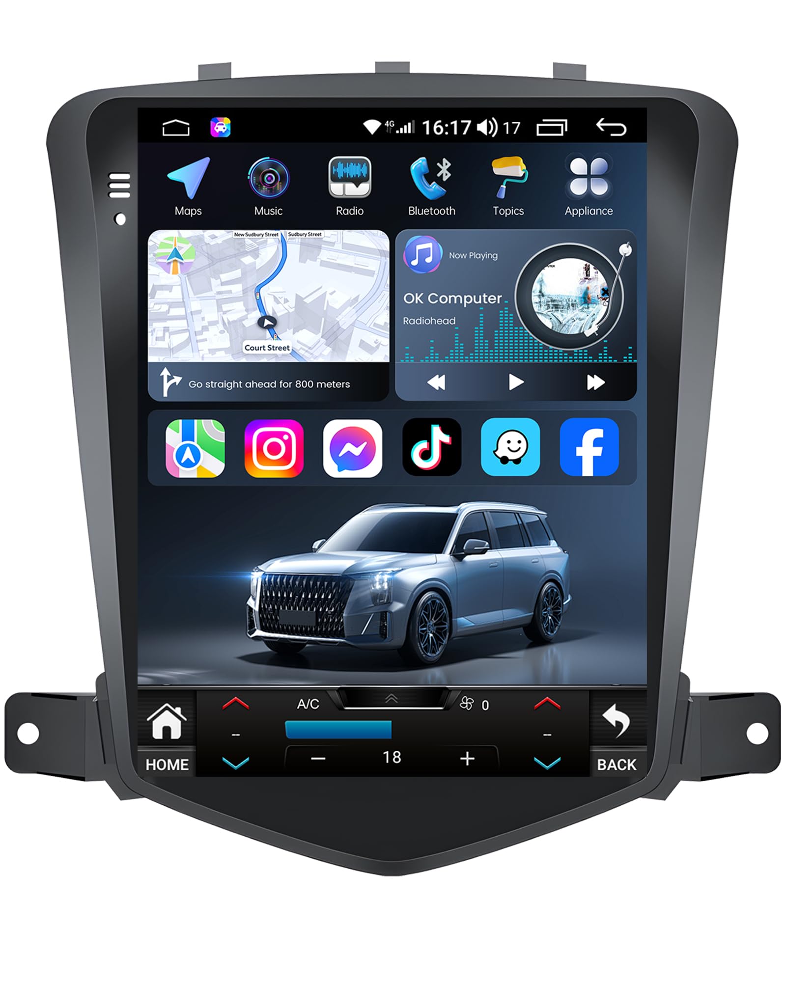 Car Stereo Radio for Chevy Cruze 2009-2015: 5G WiFi 10.4 inch IPS Touchscreen Wireless CarPlay Andriod Auto Bluetooth FM GPS Navigation 1080P Backup