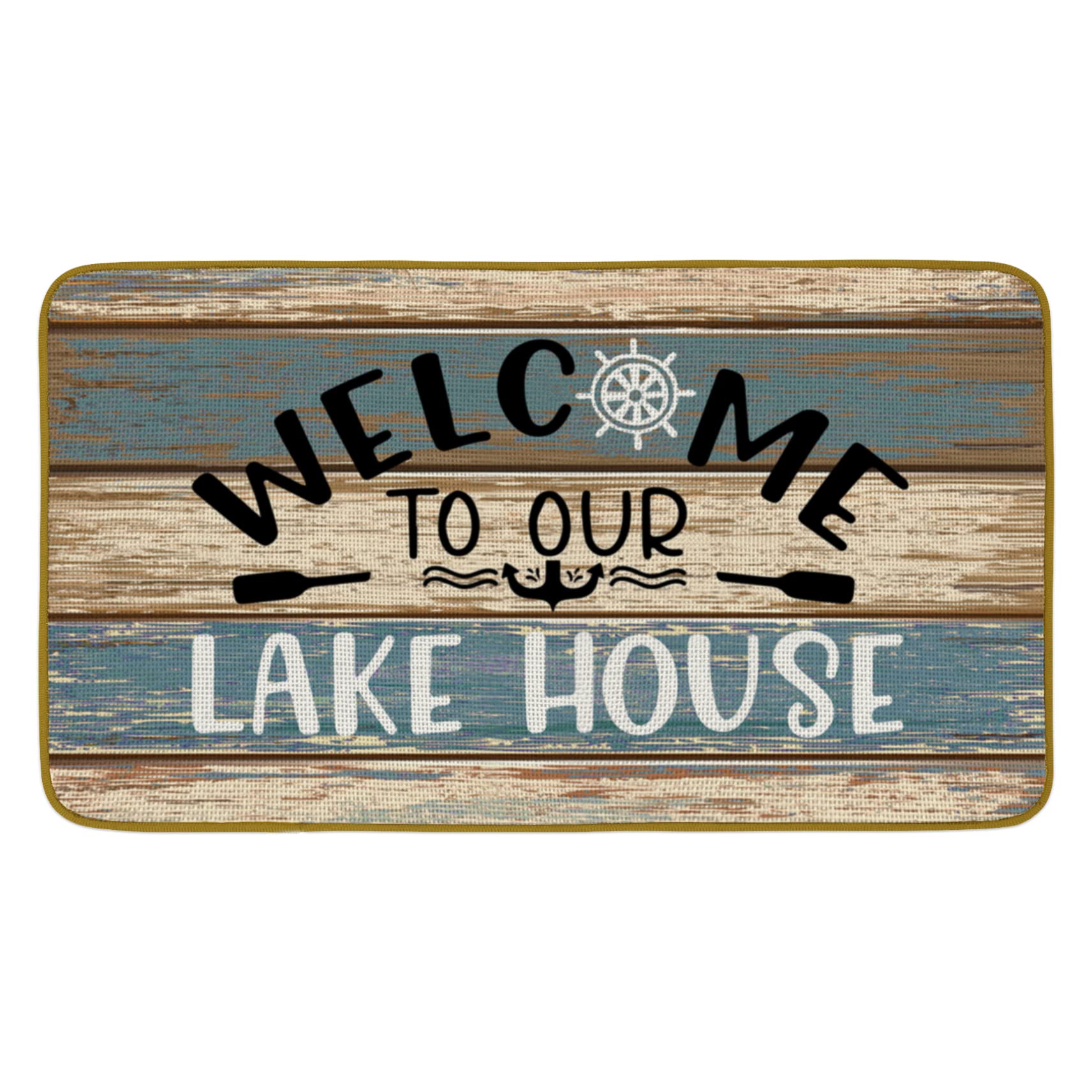 Burosev Welcome Decorative Doormat, Lake House Floor Mat, Rustic Welcome to Our Lake House Farmhouse Decor for Home Indoor Outdoor Front Porch Door