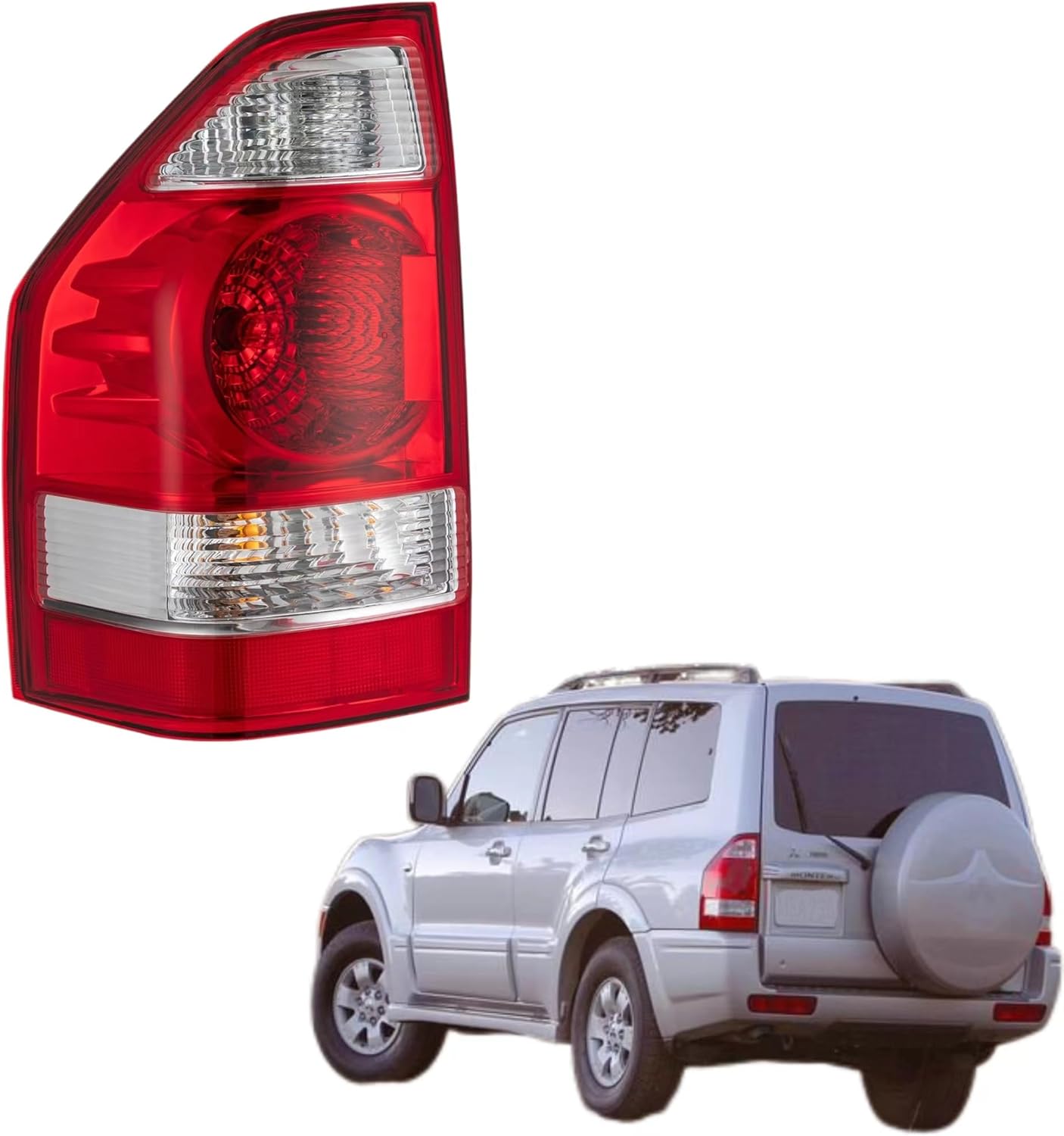 For 2003 2004 2005 2006 Mitsubishi Montero Pajero Shogun Halogen Tail Light Rear Brake Lamp Light Taillight Assembly Red Clear Lens Left Driver Side (LH)