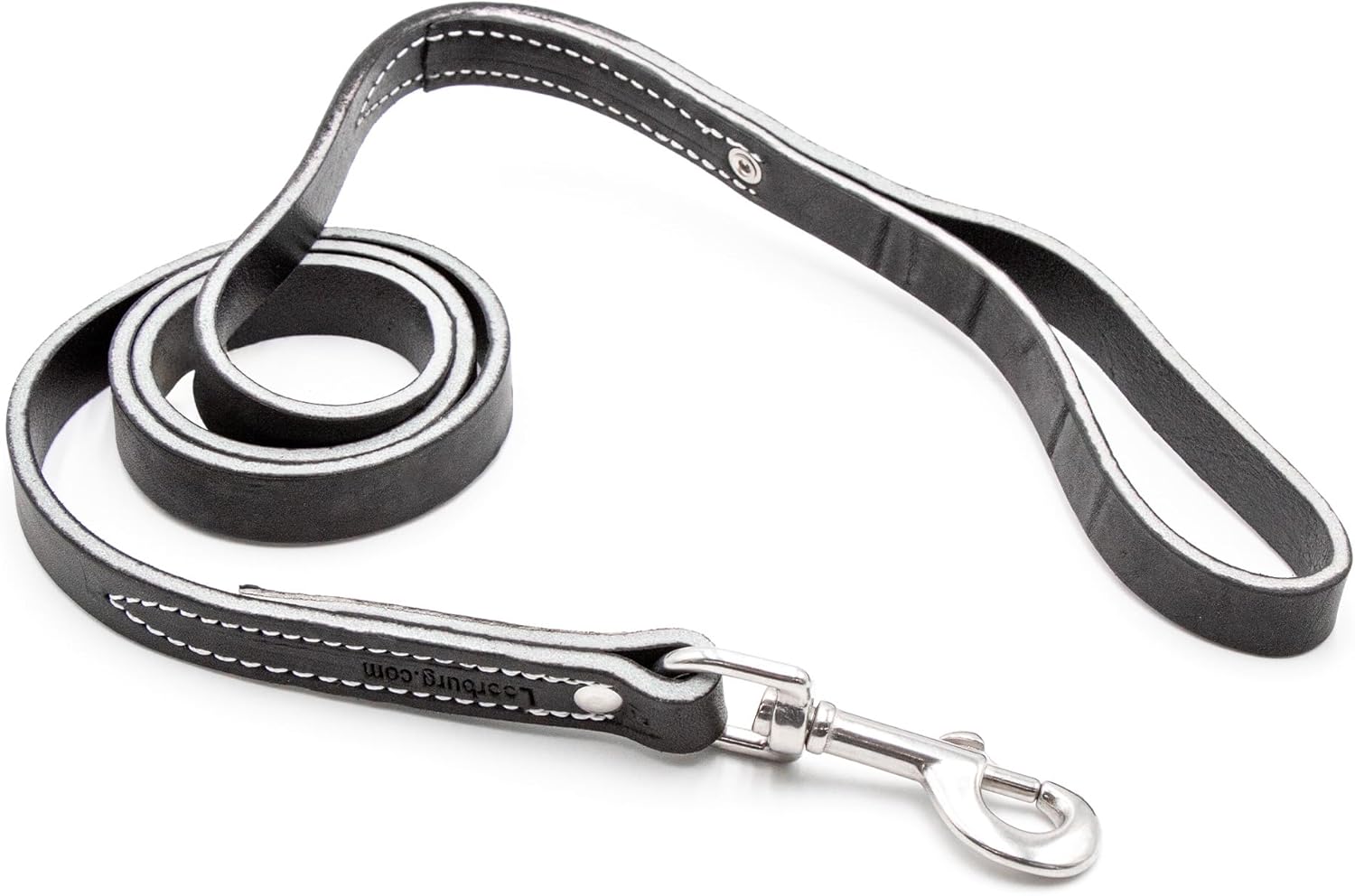 Leerburg Latigo Leather Dog Leash - Black - 6 Foot by 3/4 Inch - Made in Wi/Stainless Steel Hardware - Double Stitched - Police K-9 and Working Dogs Leash for Medium to Heavy Dogs