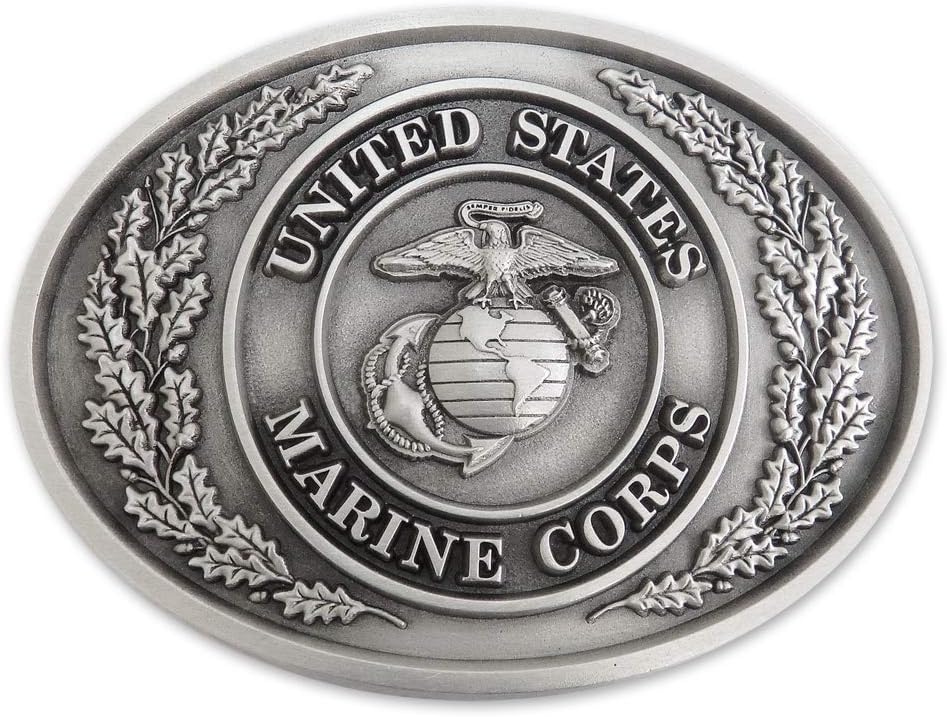 Indiana Metal Craft US MARINE CORPS Crest Traditional Design Pewter Belt Buckle MADE IN USA
