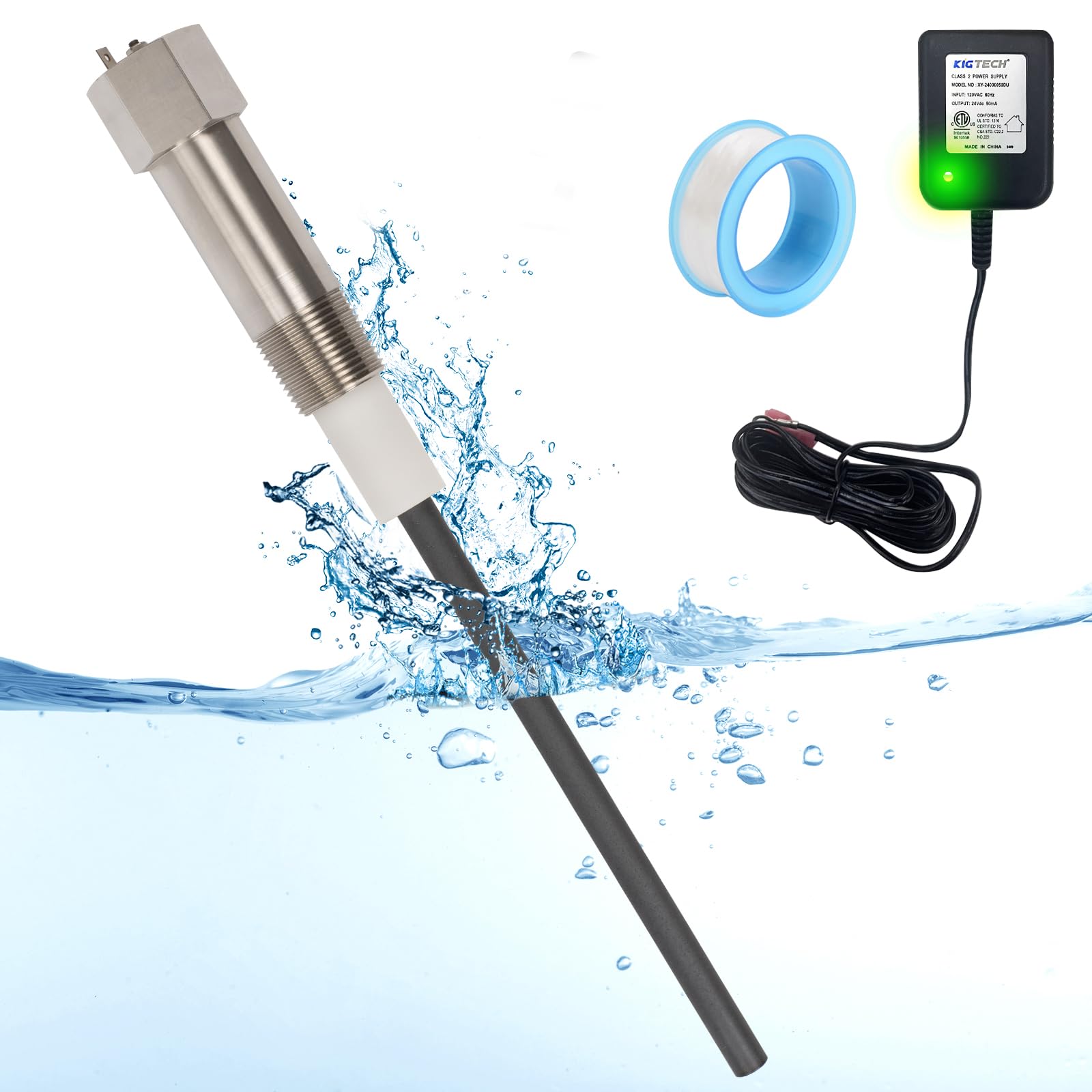 Photo 1 of Powered Anode Rod (With Green Light) for Water Heater, 24-Hour Egg/Sulfur Smell Elimination, Stops Corrosion and Reduces Limescale, Titanium Electric Anode Rod for 40-89 Gallon Tanks, 25-Year Warranty