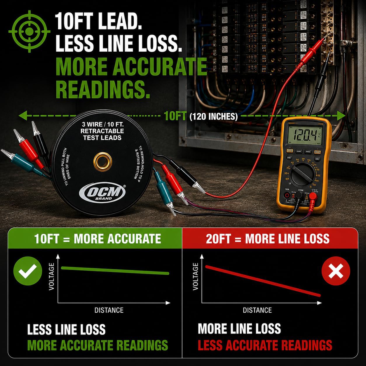 Retractible Test Leads - 3 Wire, 18 Gauge -4 Retractible Test Leads - 3 Wire, 18 Gauge -4