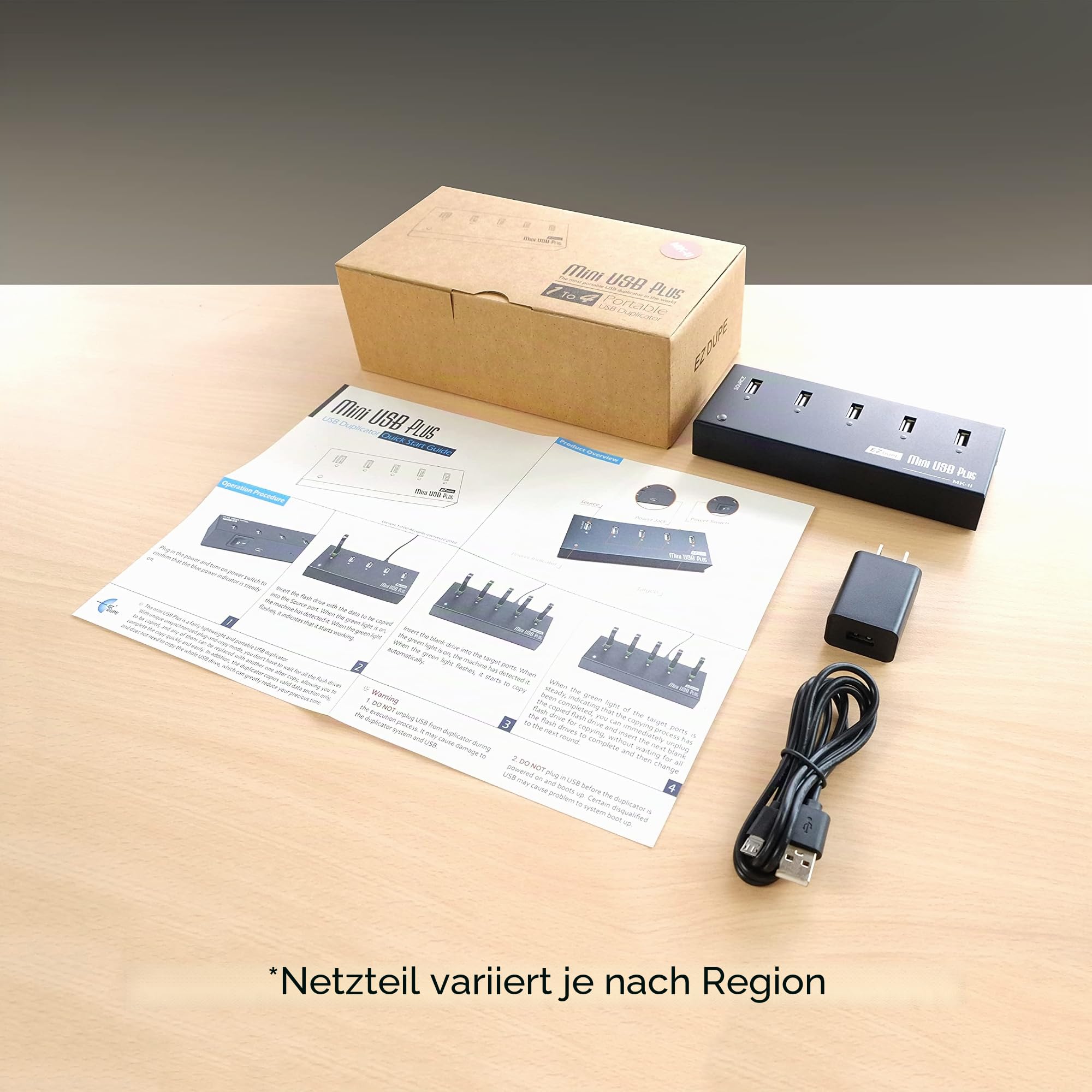 EZ DUPE 1:4 USB-Duplizierer – Selbständiger Flash-Speicher-Kopierer (Mini USB Plus MK2)