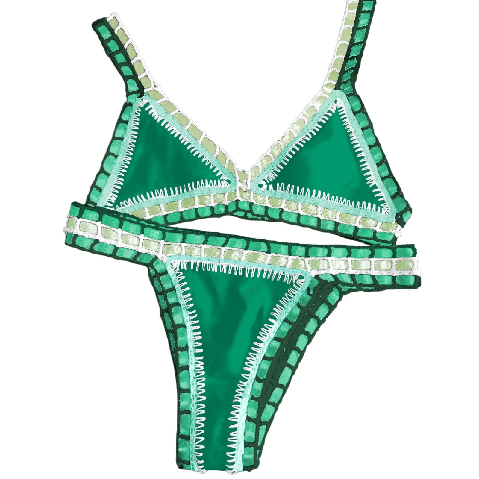 Bikini 2025 Gancio Mano per Le Donne, Sexy Bandeau Push-up Costume da Bagno, Abito Bagno all'Uncinetto Patchwork Solido, Abbigliamento Spiaggia Elegante-United States-bikini5-l