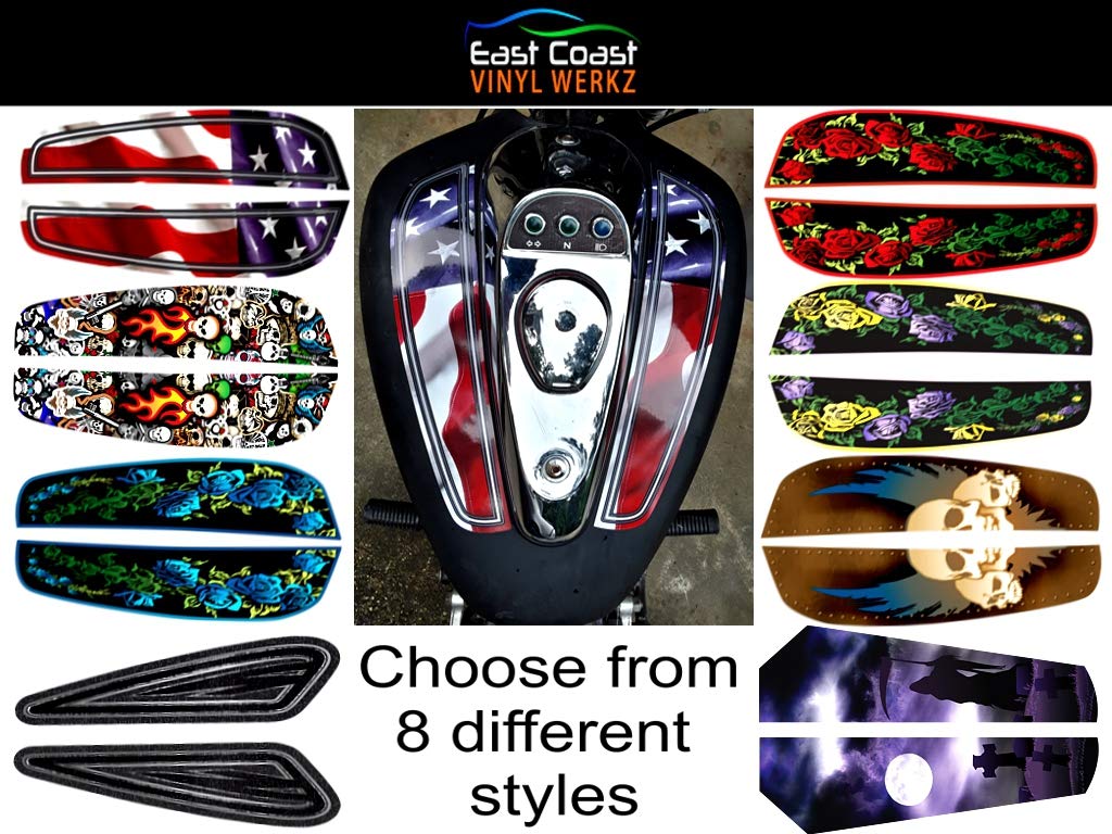 Amazon.com: Motorcycle Split Tank Top Decals/Sets (American Flag 2