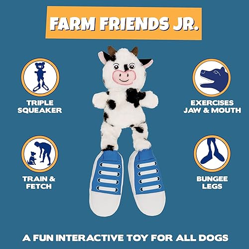 Miniatura 5 de Pet Factory Squeaky Sneakers Bungee Tug - Juguete de peluche para perro, seleccionado al azar, vaca o cerdo, talla única