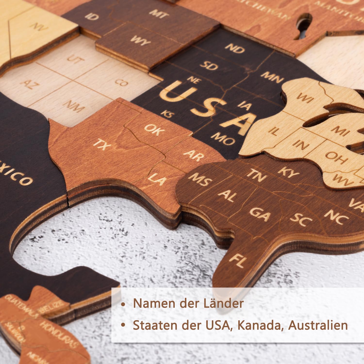 Creawoo 3D Weltkarte Wand Holz Weltkarte Wanddekoration, Wanddeko Wandkunst für Haus, Büro, Schlafzimmer, Holzkarte der Welt, Reisekarte für Wand, Eine Geschenkidee-100x57cm