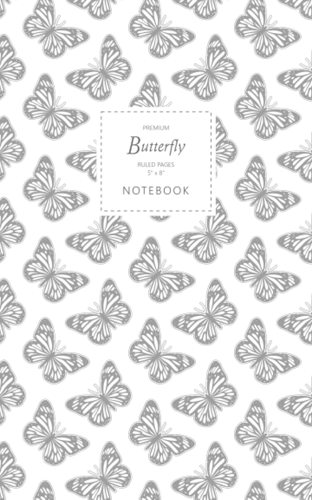 Butterfly Notebook - Ruled Pages - 5x8 - Premium (White)