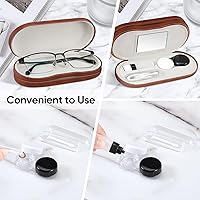 Vista 26 de Fintie Funda para lentes de contacto 2 en 1 y funda para gafas, soporte de viaje portátil de doble cara para lentes con espejo integrado, pinzas