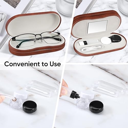 Miniatura 26 de Fintie Funda para lentes de contacto 2 en 1 y funda para gafas, soporte de viaje portátil de doble cara para lentes con espejo integrado, pinzas