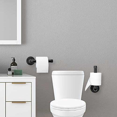 Miniatura 4 de Soporte de papel higiénico de tubo industrial, resistente, de hierro rústico vintage, estilo granja, rollo de papel para montaje en pared, toalleros