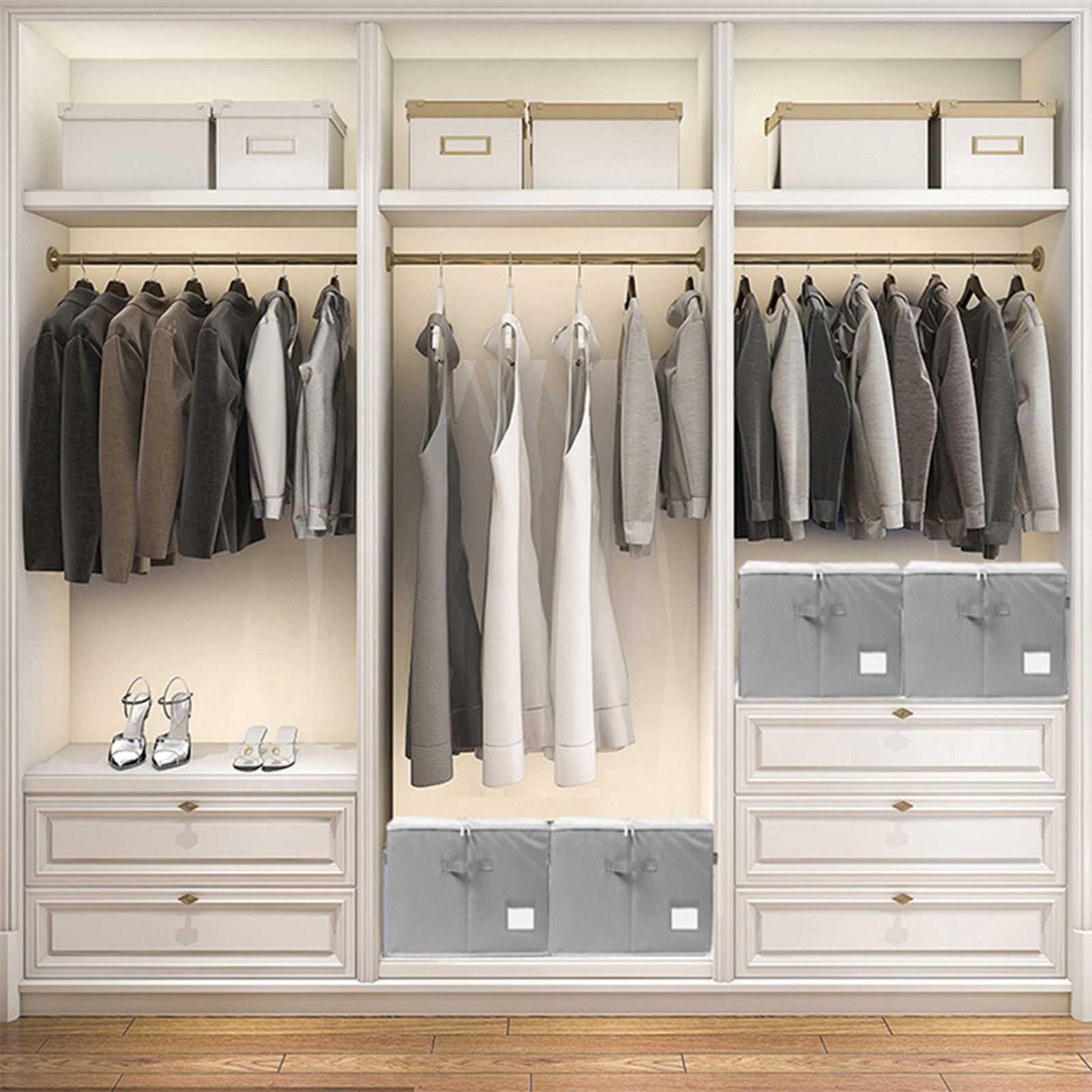 Organizer per scarpe Closet – Scarpiera – Organizer pieghevole con divisori e finestra | Scatola sotto il letto con manico per stivali, scarpe da ginnastica, pantofole, corridoio, camera da letto