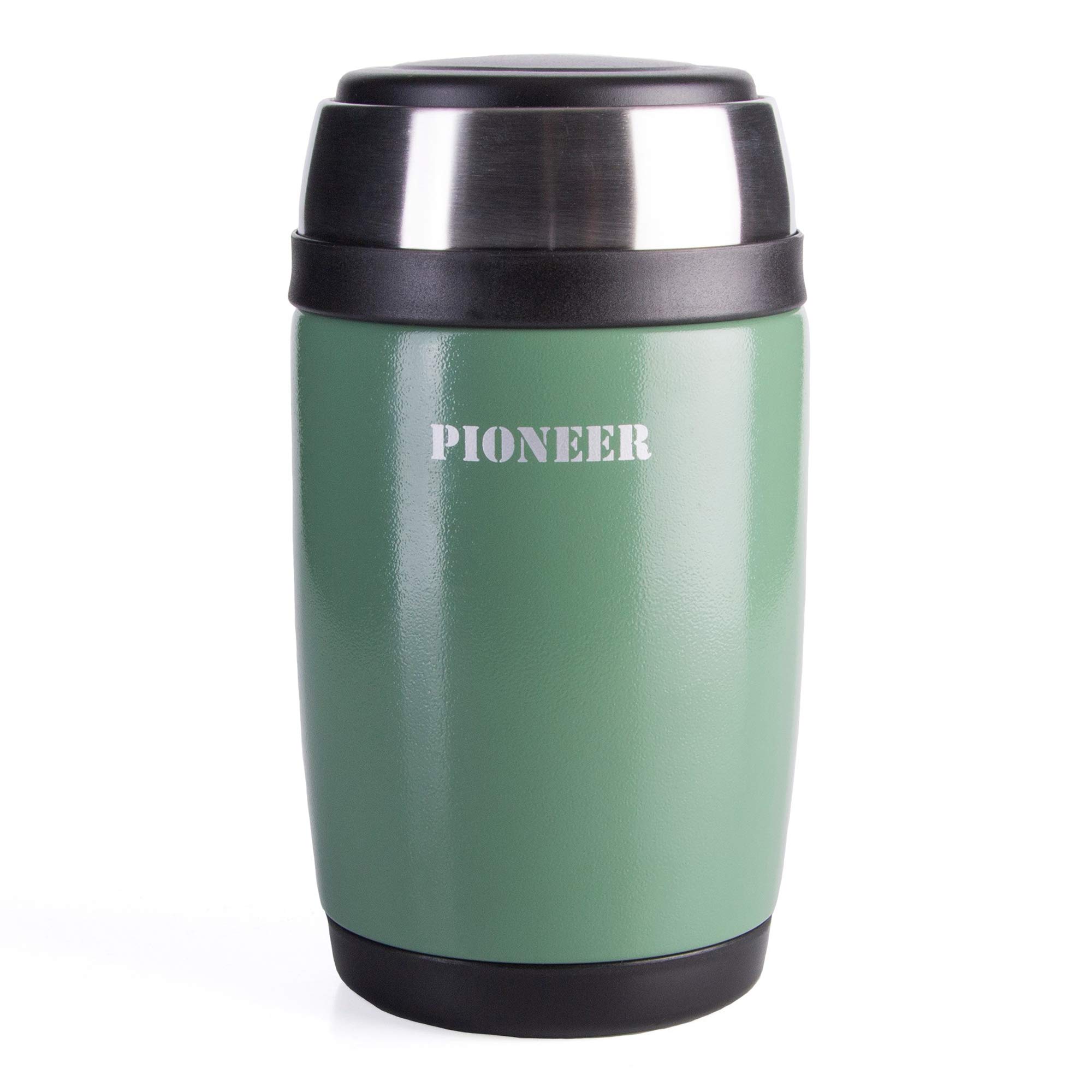 Pioneer Vacuum Insulated Leakproof Soup/Food Flask with Spoon, 8 Hours Hot 24 Hours Cold, Metallic Green, 580 ml