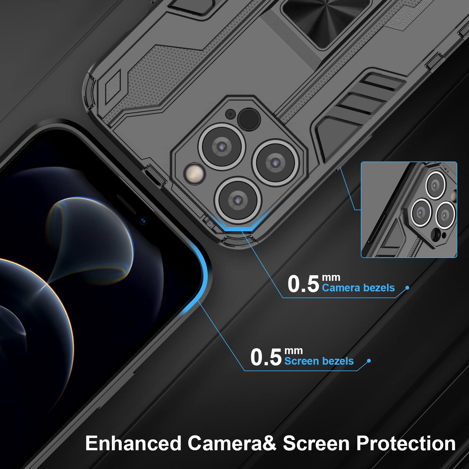 Funda para Xiaomi Redmi Note 15 Pro 5G, Carcasa Antigolpes con Soporte anular metálico, Case Protectora de Grado Militar, Azul — view 634