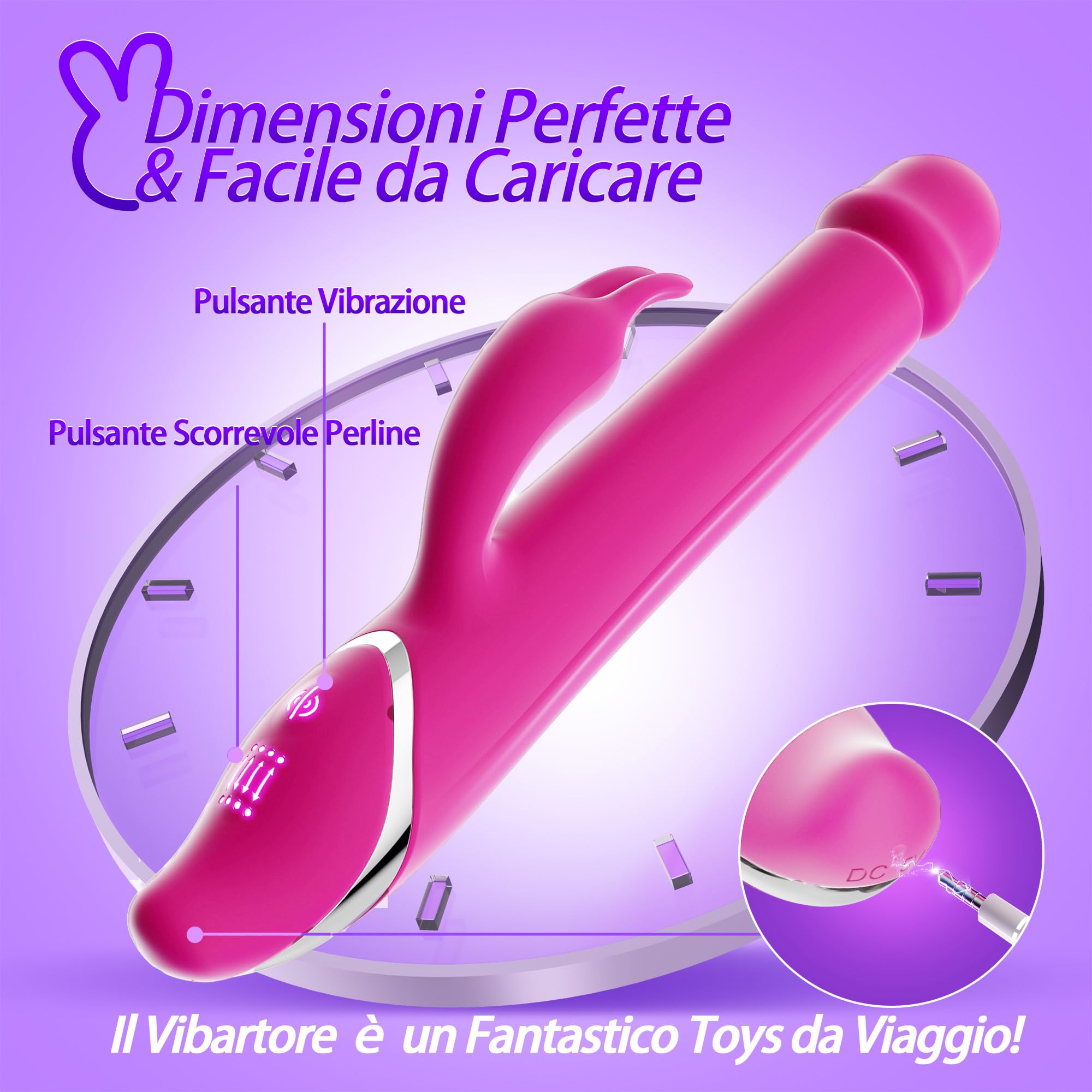 Sex Toys Dildo Vibratoreper donna, 3 In 1 Stimolatore Clitorideo Femminile Vibratori Punto G Squirting 7+7 Vibratore Rabbit Rolling Modalità, Dildo Realistico Anale Sex Toy Plug Analesex Toys Uomo