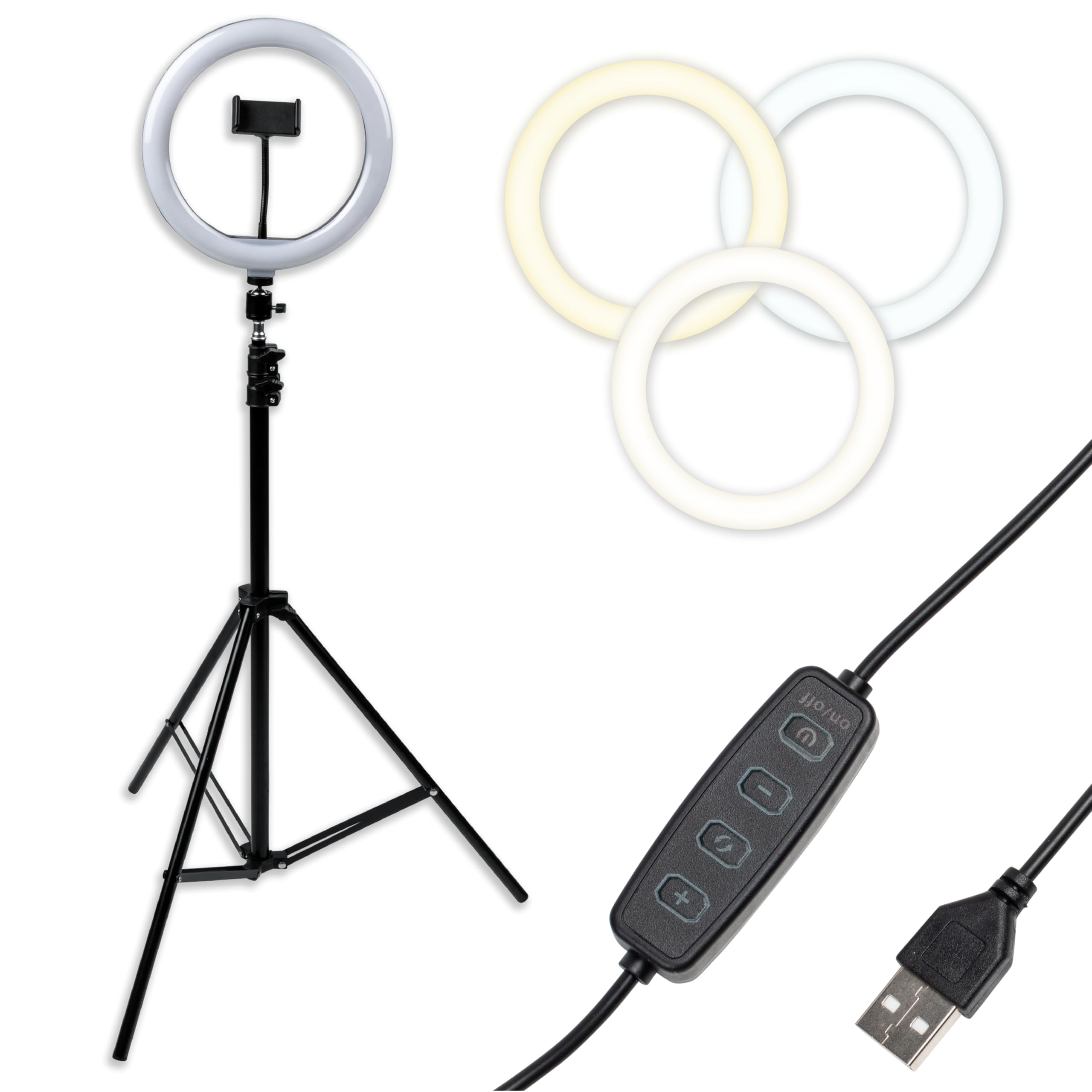 Gator Frameworks 10-calowa lampa LED pierścień ze statywem podstawa ze stojakiem na telefon (GFW-RINGLIGHTTRIPD)
