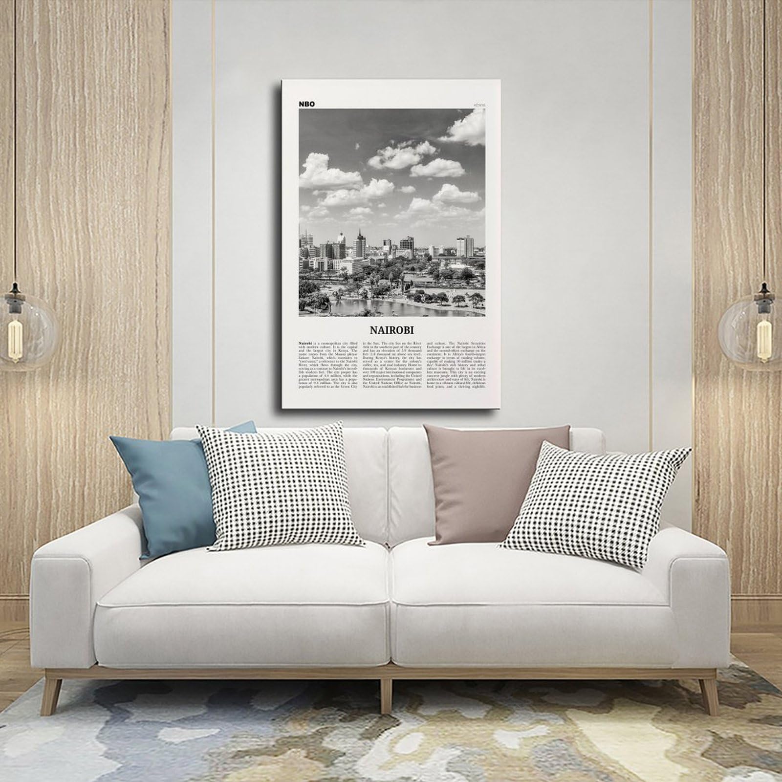 Nairobi czarno-biały, Kenia, Nyrobi, Afryka retro mapa miasta podróż krajobraz płótno sztuka dekoracja ścienna plakaty dom bar restauracja garaż kawiarnia logo prezent 24 x 36 cali (60 x 90 cm)
