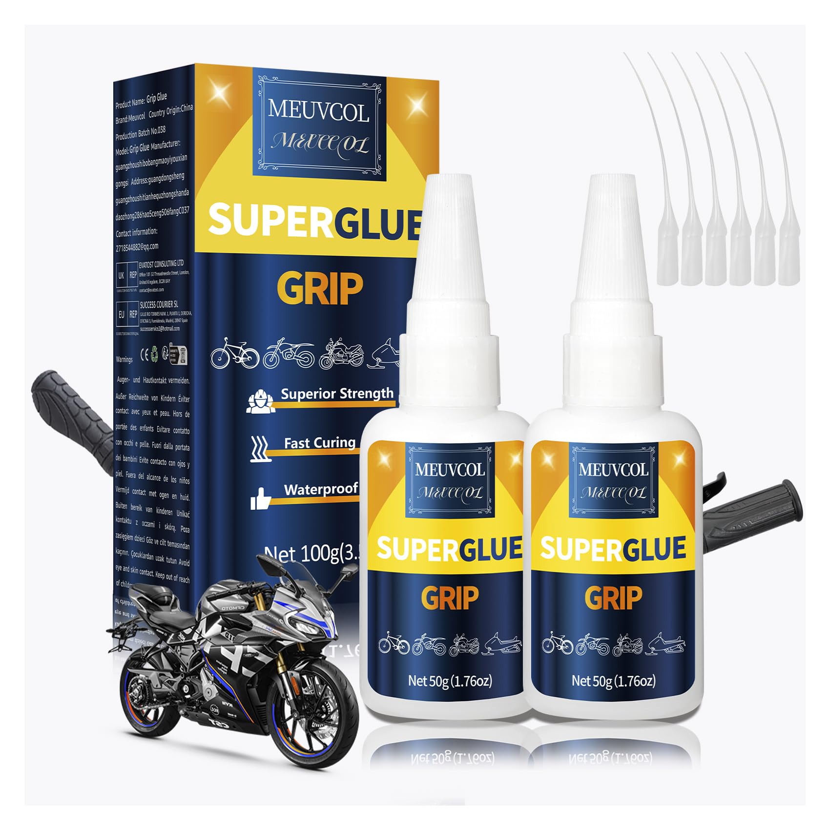 Grip Glue 100g, Instant Handlebar Grip Glue for Dirt Dikes, Motorcycle, Ebike, Bicycle, Heavy Duty Handle Grip Adhesive for ATV Grips,Tool Handle,