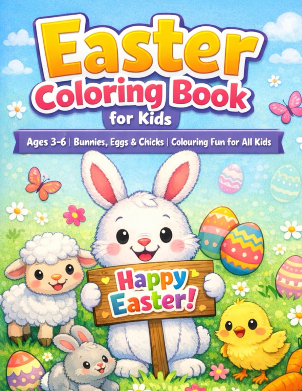 Easter Coloring Book for Kids: Ages 3–6 | Bunnies, Eggs, Chicks & Spring Fun | Colouring Book for Toddlers and Preschoolers