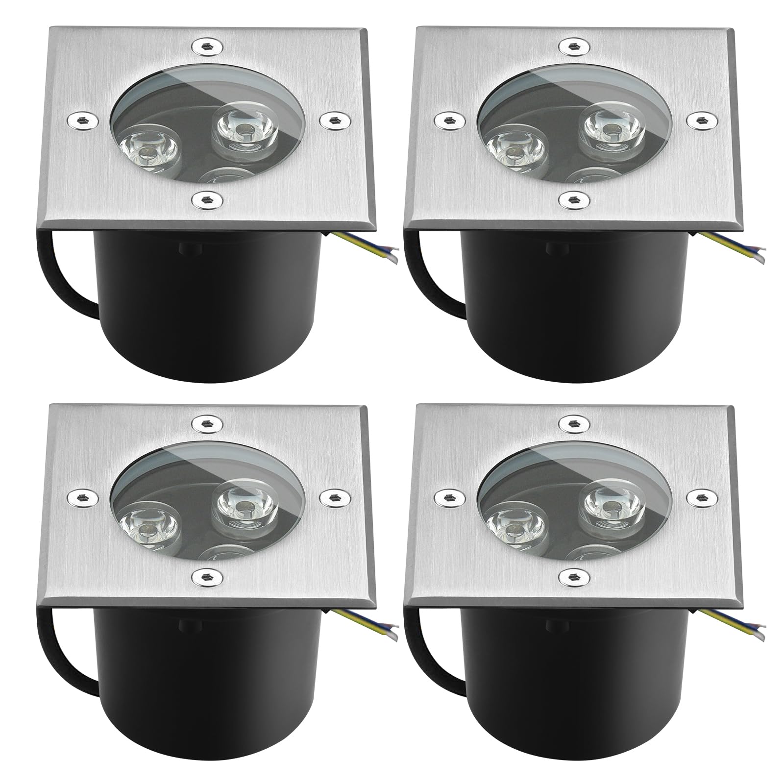 Faretto LED da Incasso Per Cartongesso 4Pack 3W 270 Lumen da Esterno, 230V AC IP65 Calpestabile, Bianco Caldo, Illuminazione Per Esterni 3000K