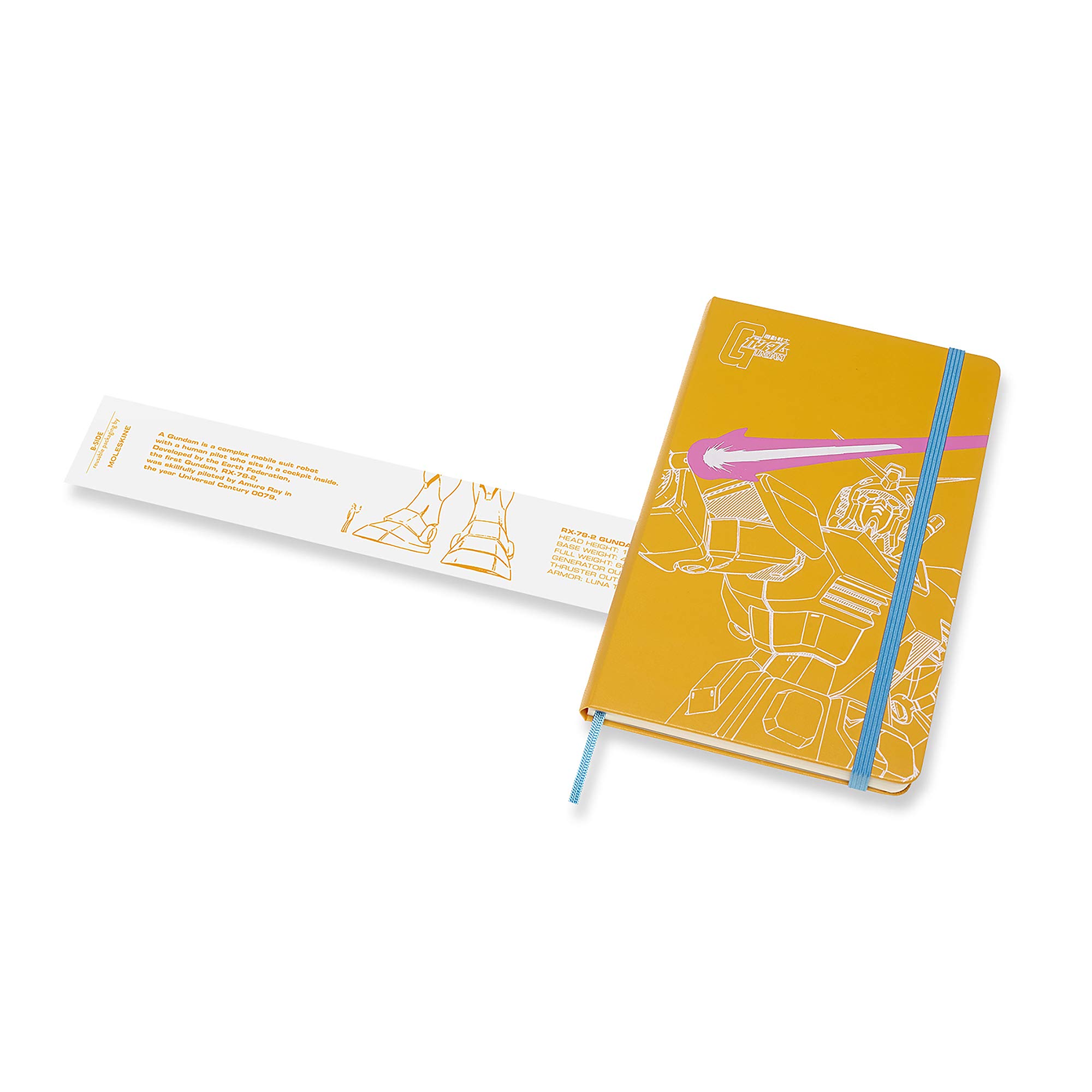 Moleskine - Carnet Gundam Edition Limitée - Carnet Couverture Rigide, Fermeture Elastique et Pages à Rayures - Couleur Orange - Grand Format 13 x 21 cm - 240 Pages