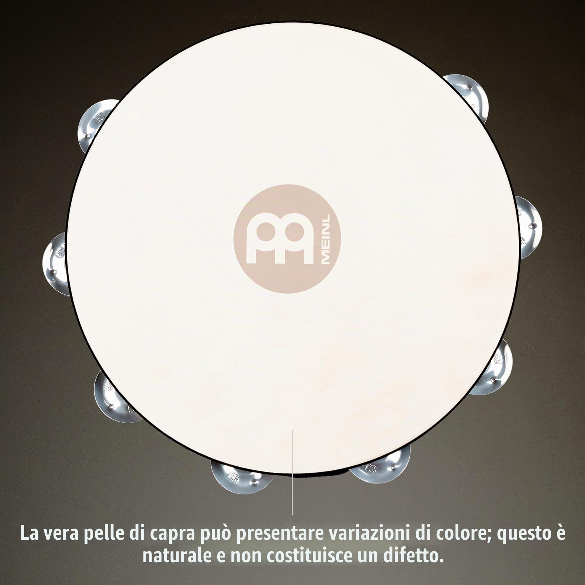 Meinl Percussion TAH2A-AB - Tamburello in legno con pelle e 2 file di sonagli d'alluminio nel telaio, diametro: 25,40 cm (10''), colore marrone African