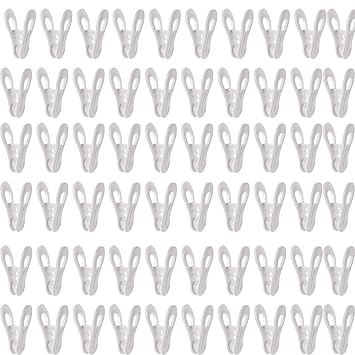 LyyGuanYoo 60 Pack Plastic Hanger Clips for Hangers, Multi-Purpose Baby Hanger Clips, Plastic Clothing Clips to Fit Standard Hangers, Finger Clips for Pants Shorts, Socks, Hats, Food Chip Bags, Notes