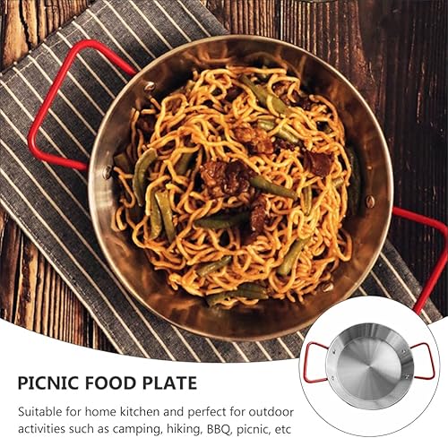 Miniatura 3 de Beaupretty Bandeja de metal para aperitivos de té, bandejas decorativas para servir platos de camping, bandeja de aperitivos con asa, bandejas de