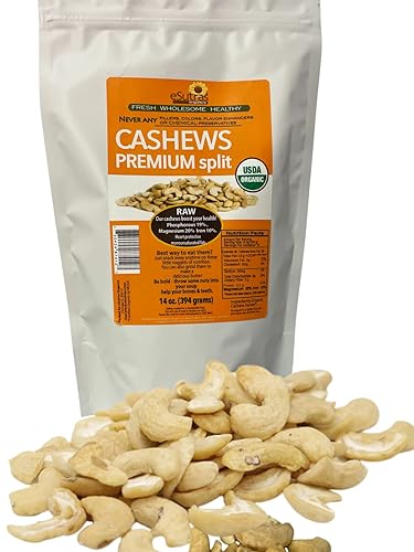 Anacardos orgánicos crudos de eSutras Organics, deliciosos frutos secos para aperitivos, hornear, frescos, sabrosos y saludables, 14 onzas