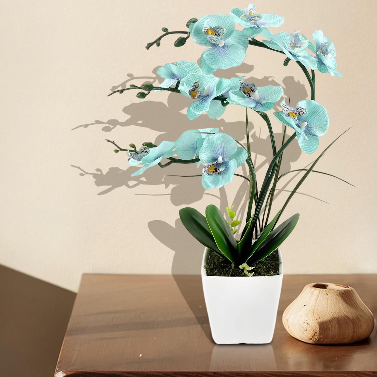 Künstliche Orchideen Kunstblumen Künstliche Phalaenopsis Orchidee Bonsai künstliche Blumen mit Imitation Gefälschte Orchideen für Wohnzimmer Badezimmer Tischdekoration (Blue001)