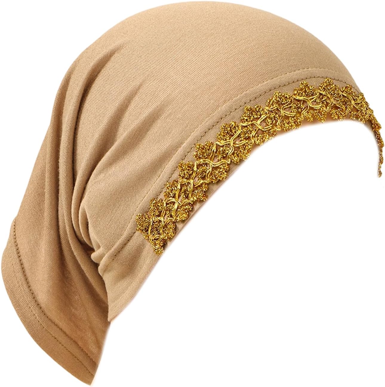 Multiuse Prayer Hijab Hat with Lace Decoration Comfortable Turban for Women Turban for Women