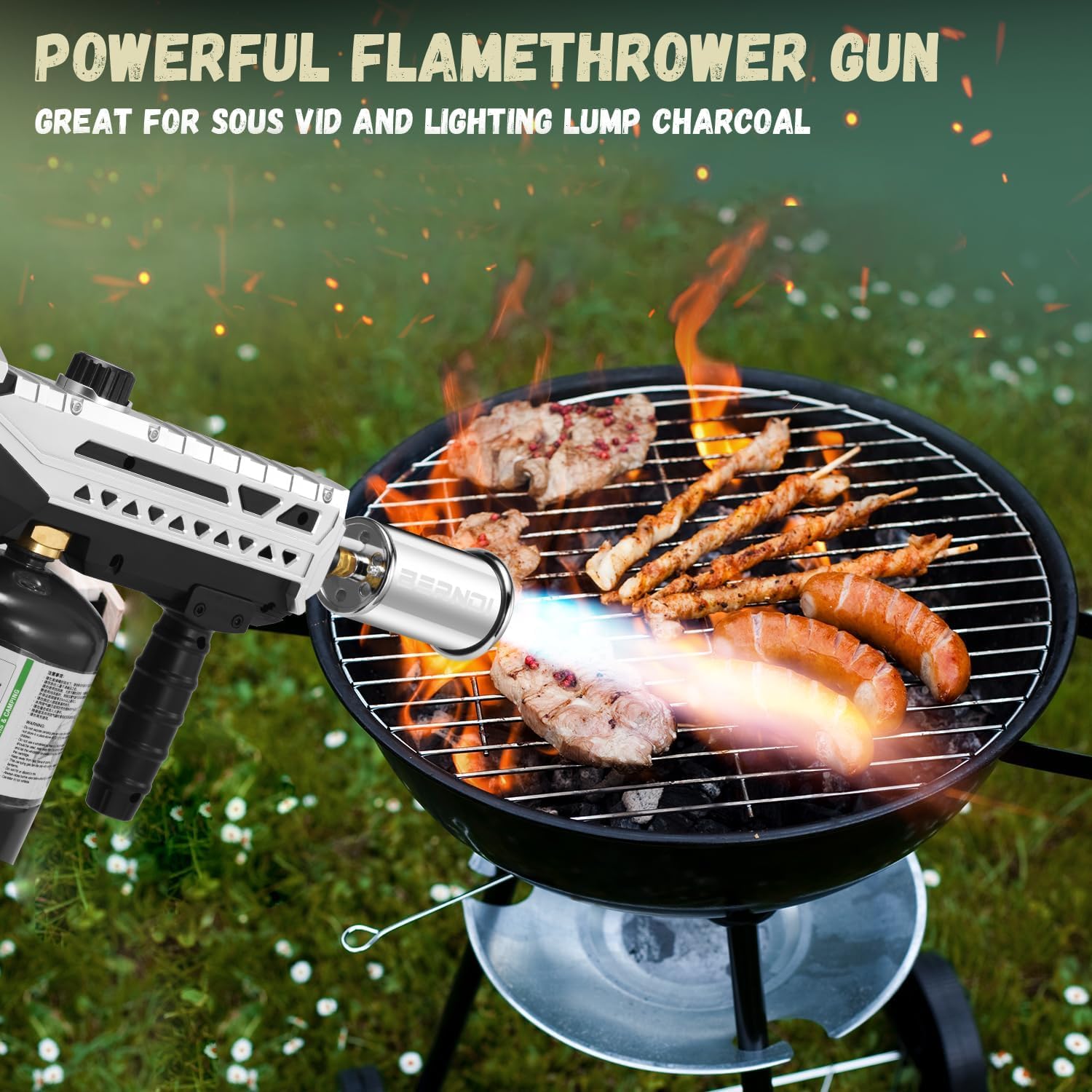 Potente pistola de propano, antorcha de cocina con llama ajustable, lanzallamas de 800,000 BTU para barbacoa, fogata, filete abrasador, camping (tanque de propano no incluido)