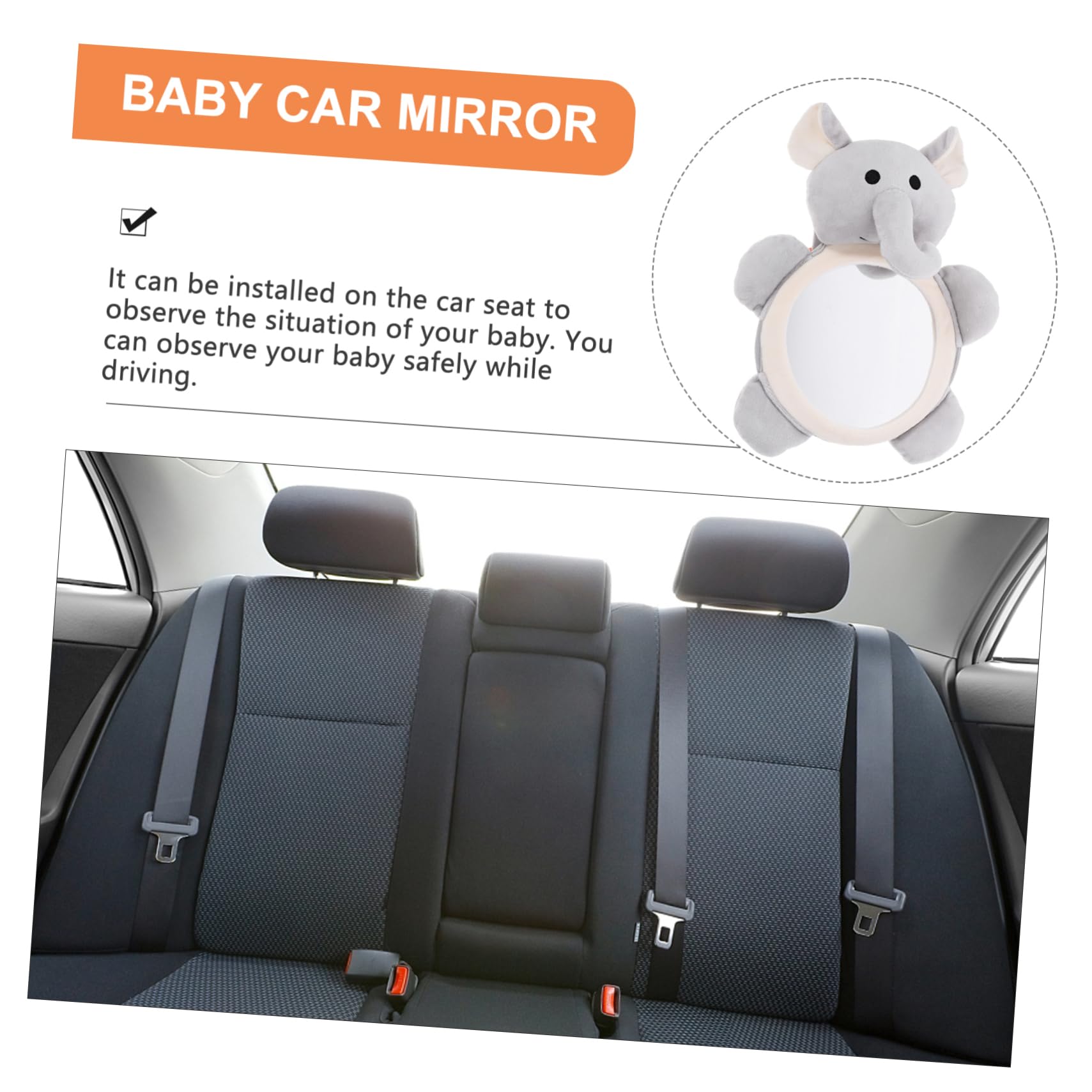 IWOWHERO Rearview Mirror for Car Safety Mirror Large Size Easy Install Cartoon Animal Design