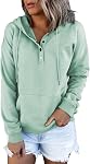 Eniloyal Hoodies for Women Pullover Light Sweaters Button Up Casual Long Sleeve Sweatshirts Fall Clothes Tops with Pockets