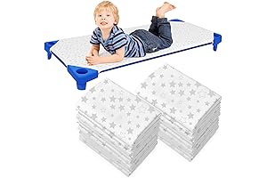 Peryiter - 6 Pcs Daycare Cot Sheets with Elastic Loops (Standard Size, White)