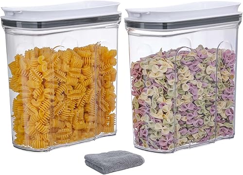 FreshKeeper Juego de almacenamiento de recipientes para cereales, recipiente hermético de almacenamiento de alimentos con tapa de 2.5 L, 2